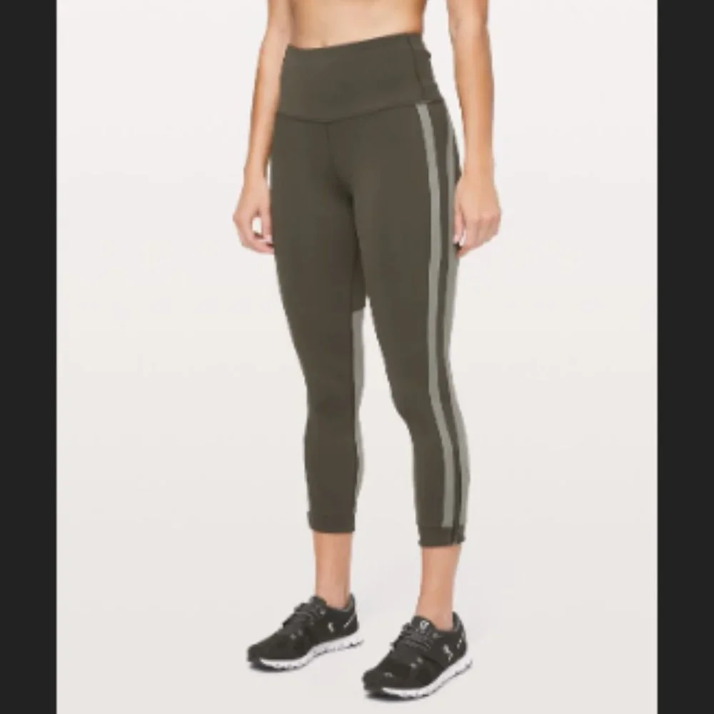 💥Lululemon Zip The Line Crop Legging Green Size 6